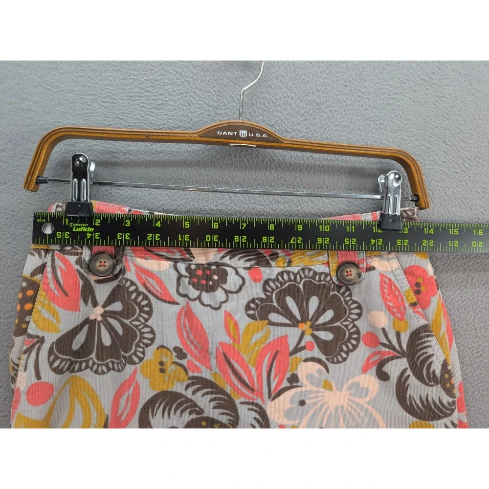 Y2K Boden Floral Corduroy Mini Skirt Size 4 Multicolor Knee Length Boho Academia